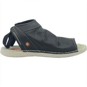 Softinos by Fly London Black Cow Leather Peep Toe Sandals tie‎ back EU 35/US 5